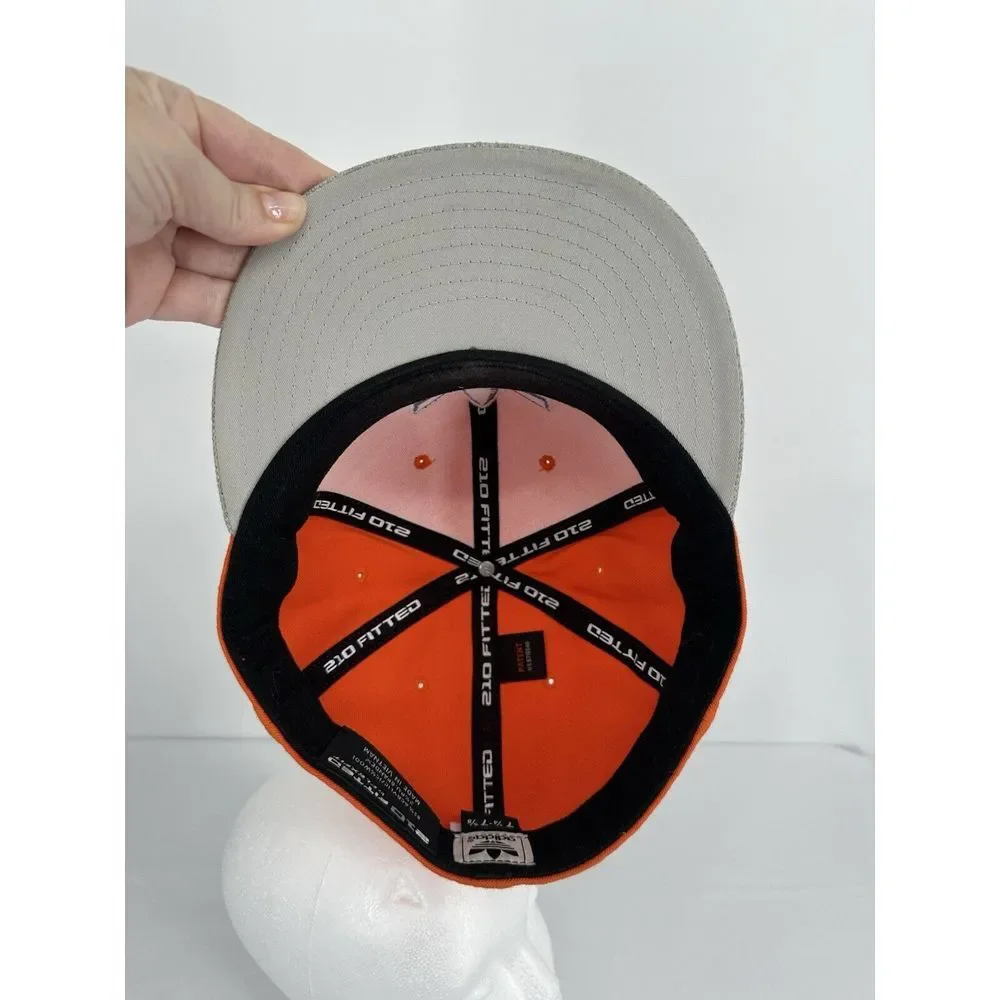 Adidas Flex Fit Hat 210 Fitted Flexfit 7 1/4 - 7 5/8 Orange And Gray‎ Cap Logo